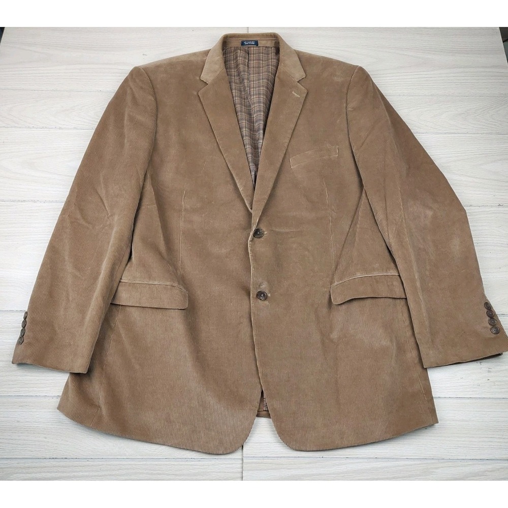 Saddlebred Blazer Mens 46L Corduroy Sport Coat Jacket Brown 2 Button Classic Fit
